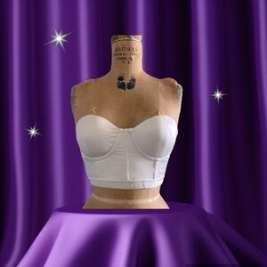 Michael Costello × Revolve Crop Top Bustier Satin Nude